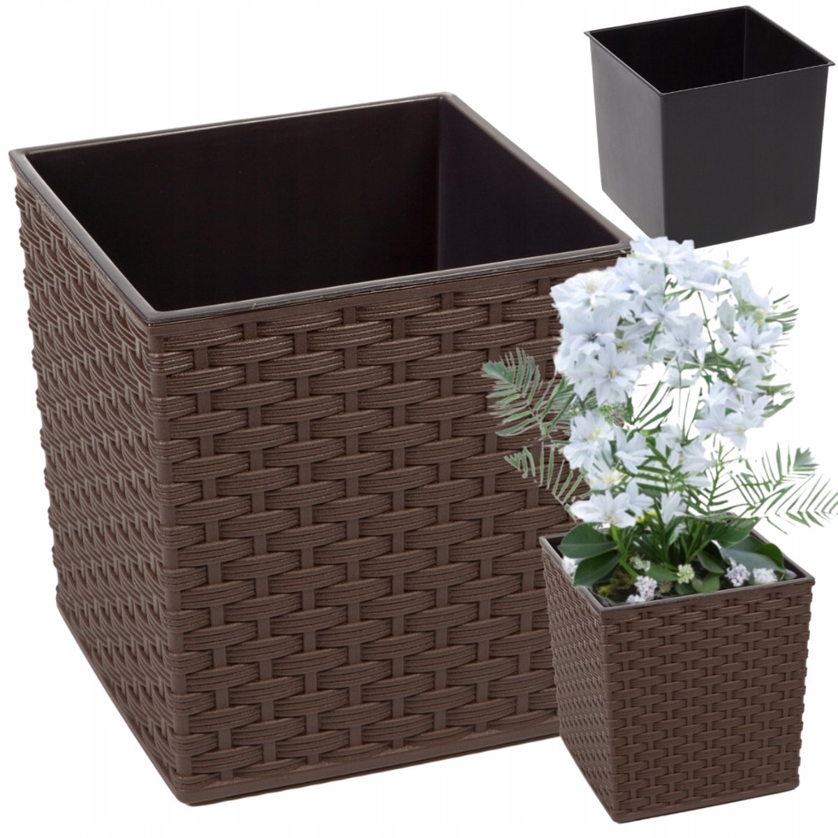Lamela Juka Rotan Pot Mokka 25x25x26cm met Inzetstuk