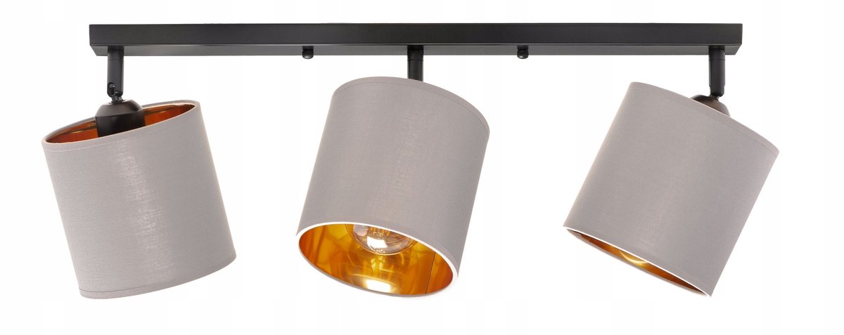 Grijze Plafondlamp met 3 Verstelbare Lampenkappen