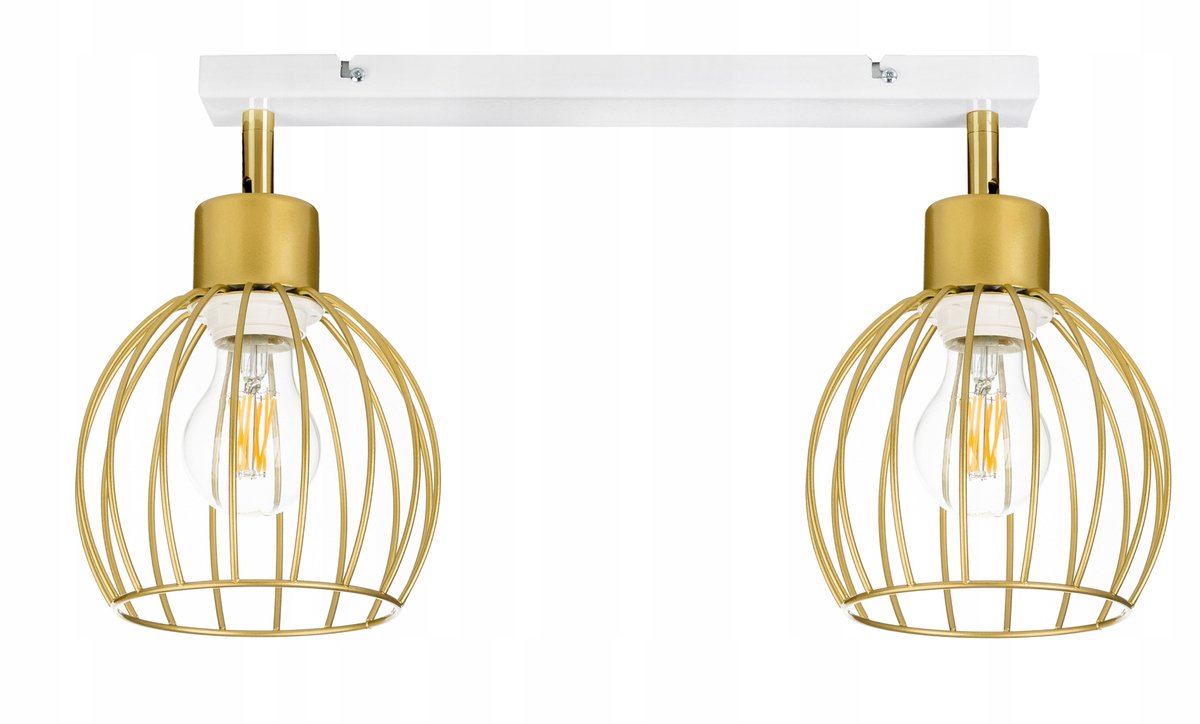 Gouden Plafondlamp met Beweegbare Draadbollen - Stijlvolle Loft Verlichting