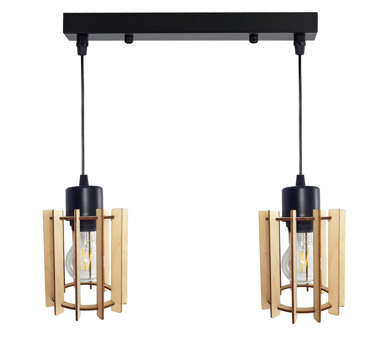 Hanglamp Loft Hout 2x E27 Cilinder