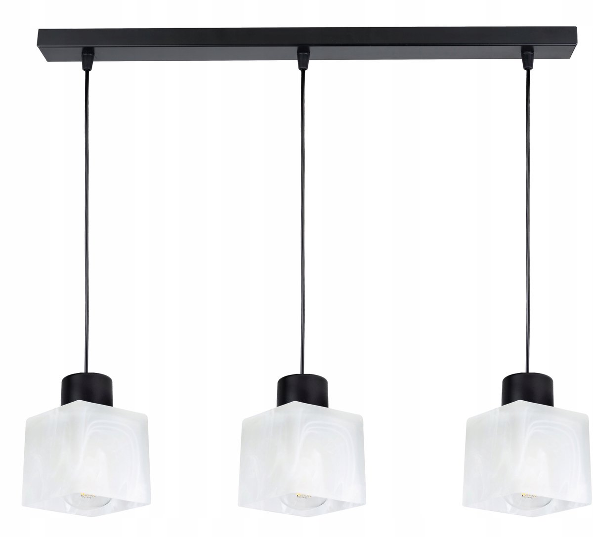Hanglamp glas Melkwit E27 3-lichts zwart