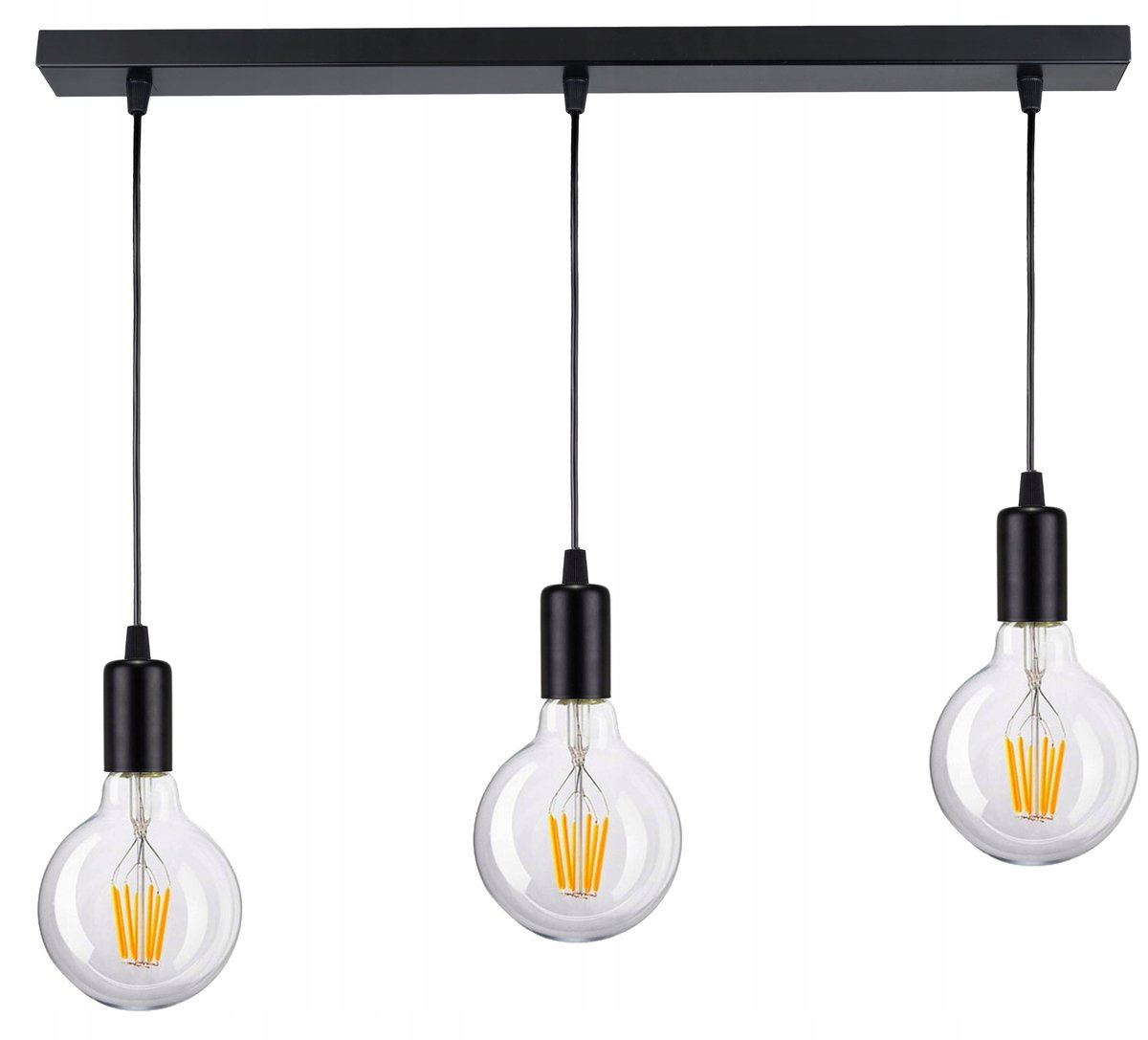 Hanglamp Zwis Edison Loft 3x E27 Zwart - Verstelbare Hoogte