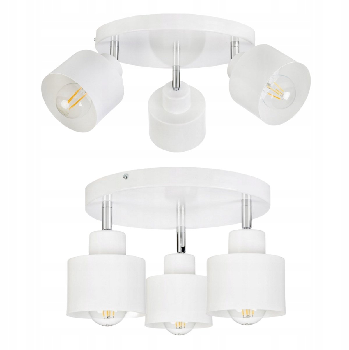 Hanglamp Kubek Wit Metaal 3xE27 Verstelbaar Loft Stijl
