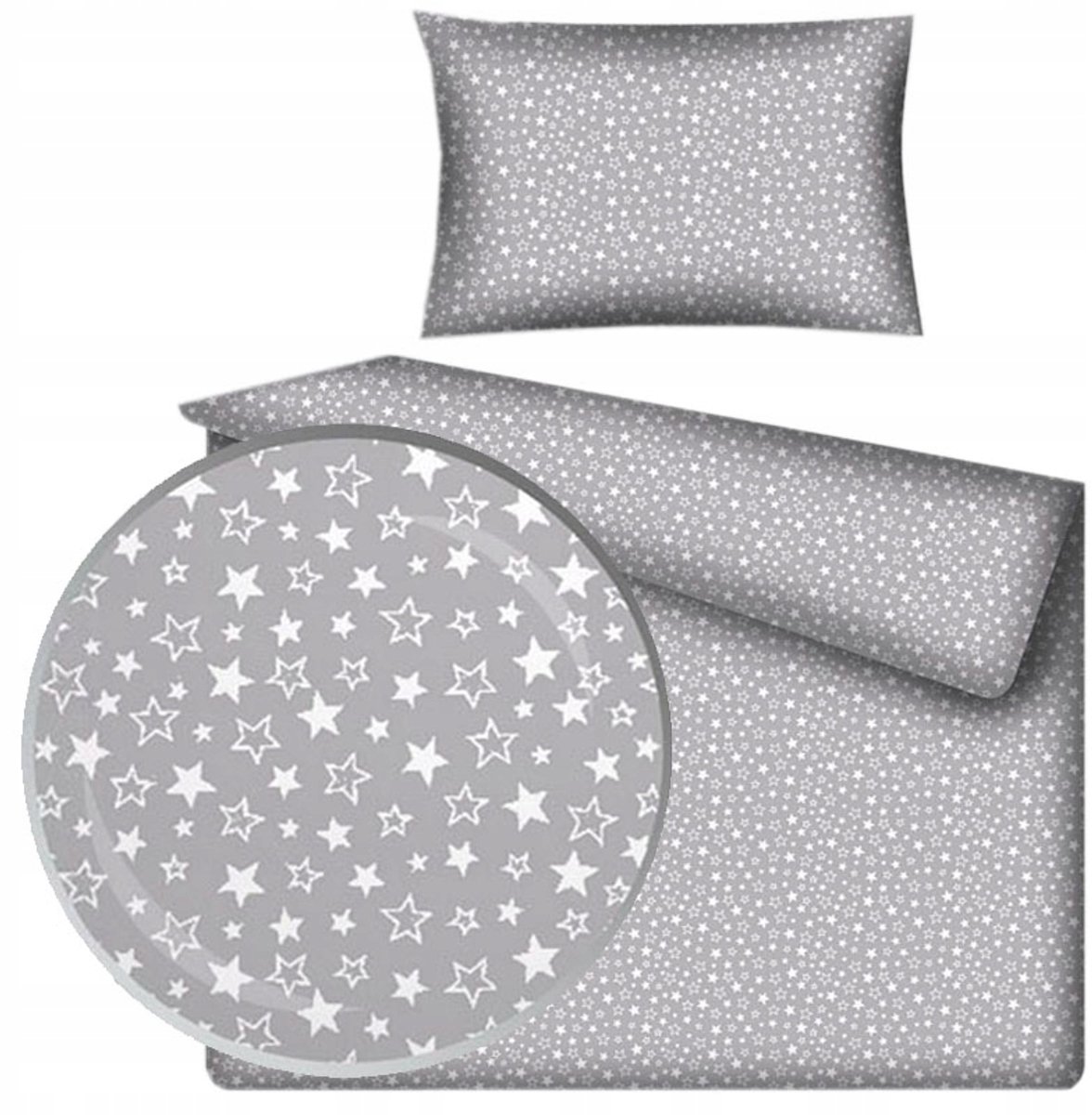 Kinderbeddengoed Grijs met Witte Starren 100x135 cm