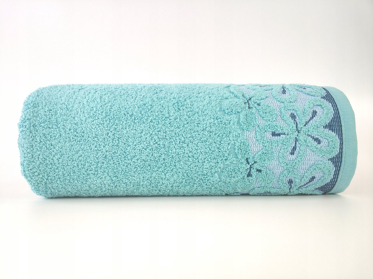 Bella Handdoek Aqua Bloemen 30x50cm - Zacht en Absorberend