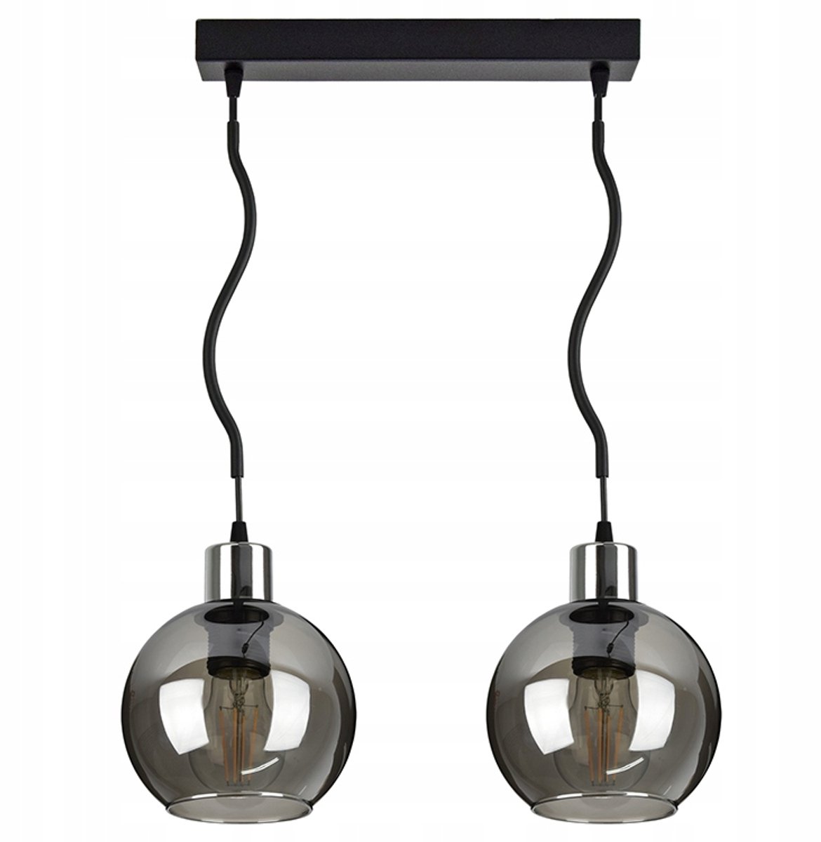 Luxe Glazen Hanglamp Spline Chroom Bol - 2 lichtpunten E27