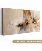 Tableau sur toile 200x100 cm - Décoration murale Moderne - Marron - Abstrait - Beige - Décoration murale salon - Décoration chambre - Accessoires chambre - Peintures sur toile