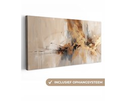Canvas schilderij 200x100 cm - Wanddecoratie Modern - Bruin - Abstract - Beige - Muurdecoratie woonkamer - Slaapkamer decoratie - Kamer accessoires - Schilderijen op canvas