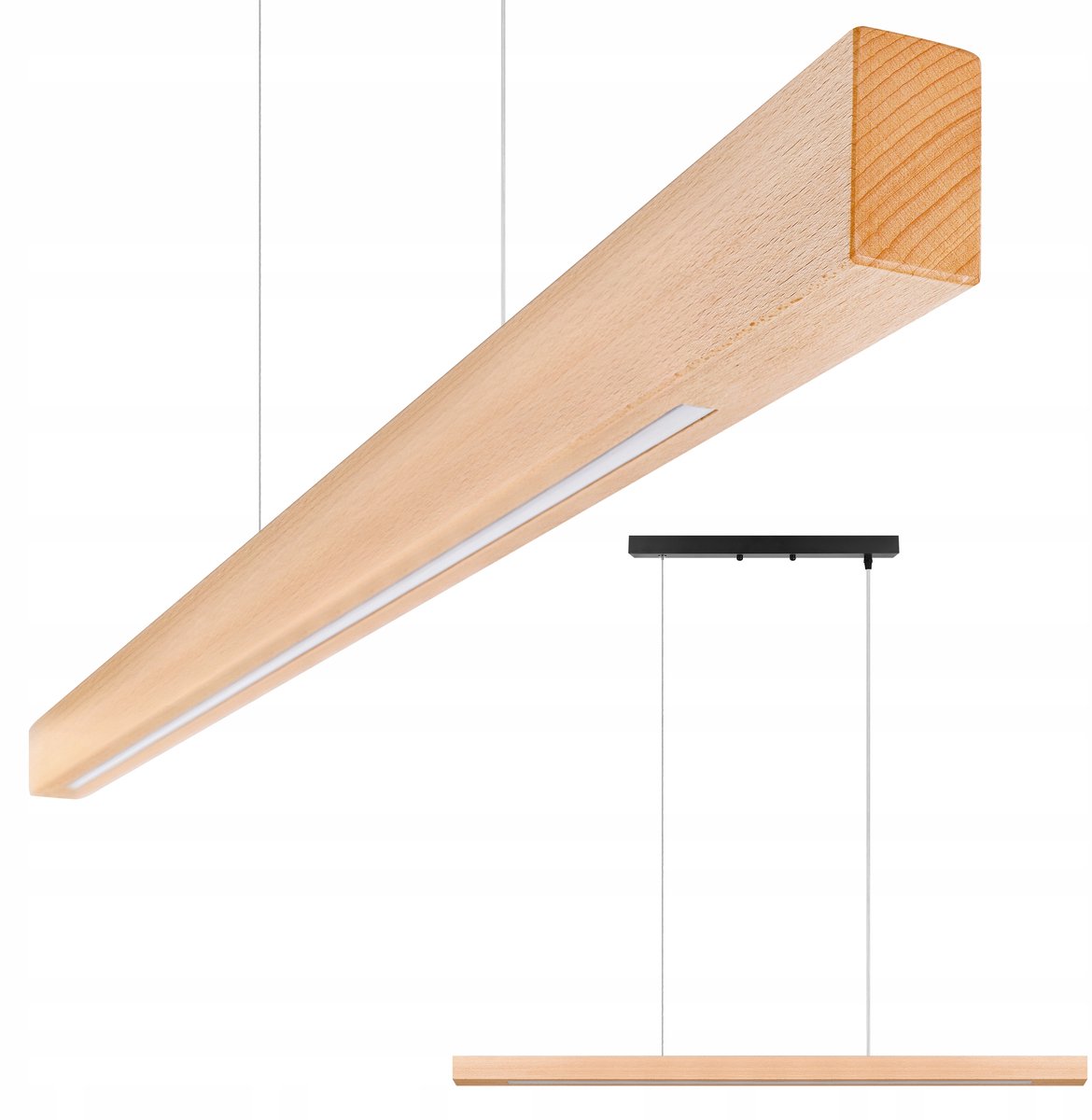 Lijnvormige hanglamp 120cm LED 4000K hout design