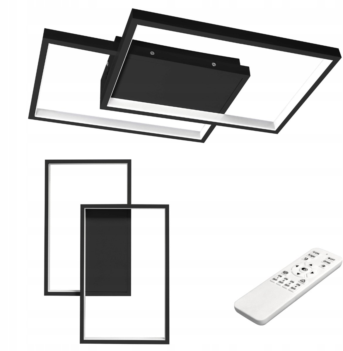 LED-plafondlamp 45W, dimbaar, 3000-6500K, zwart, afstandsbediening