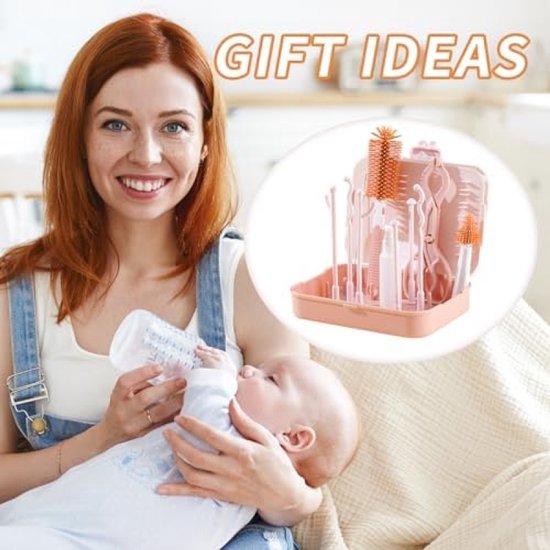 Baby Flessenrek - met Flessenborstel - Flessen droogrek - Droogrek Babyflessen - Afdruiprek van Merkloos — afbeelding 3