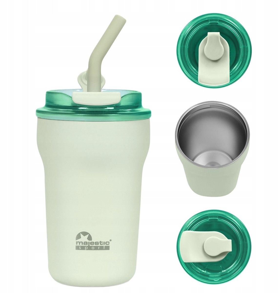 Majestic Sport Thermosbeker met Rietje 420 ml - Groen