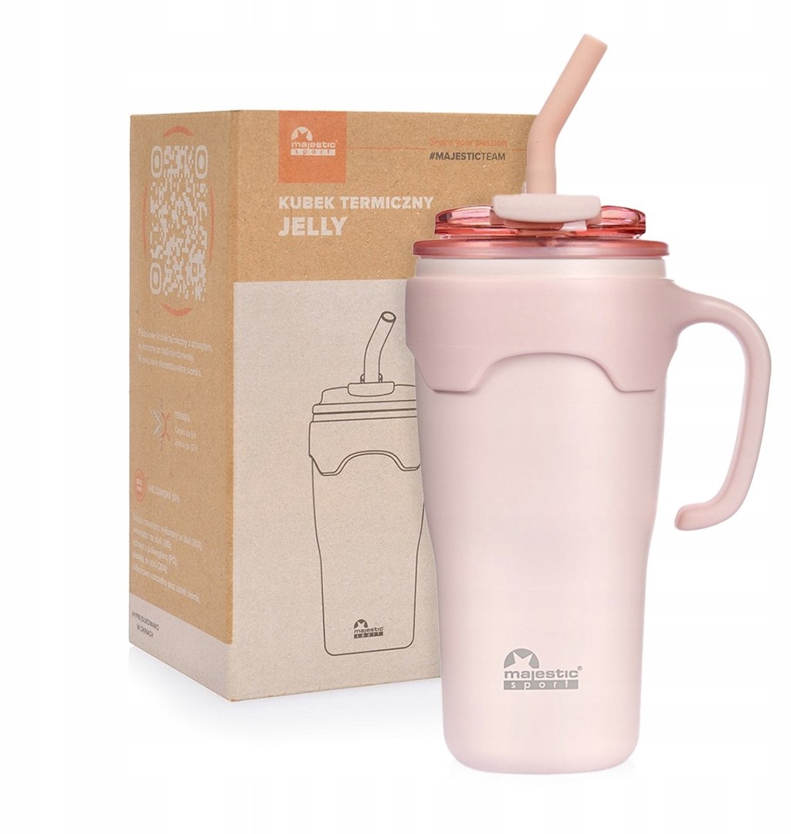 Majestic Sport Thermosbeker 650ml met Rietje - RVS