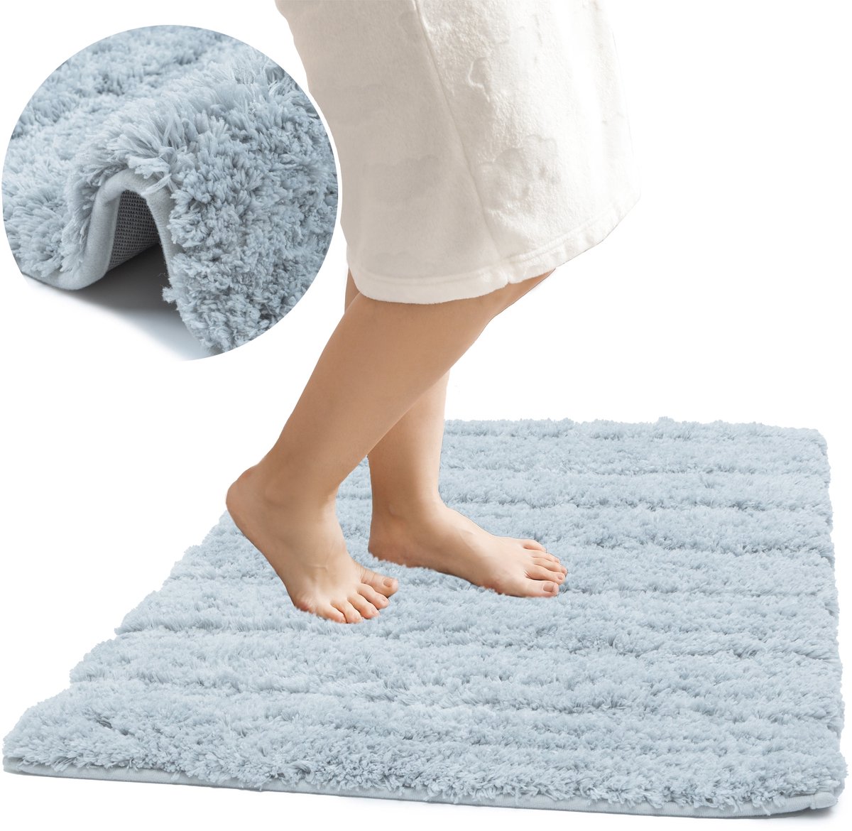 Zachte Grijze Shaggy Badmat Antislip 40x60cm