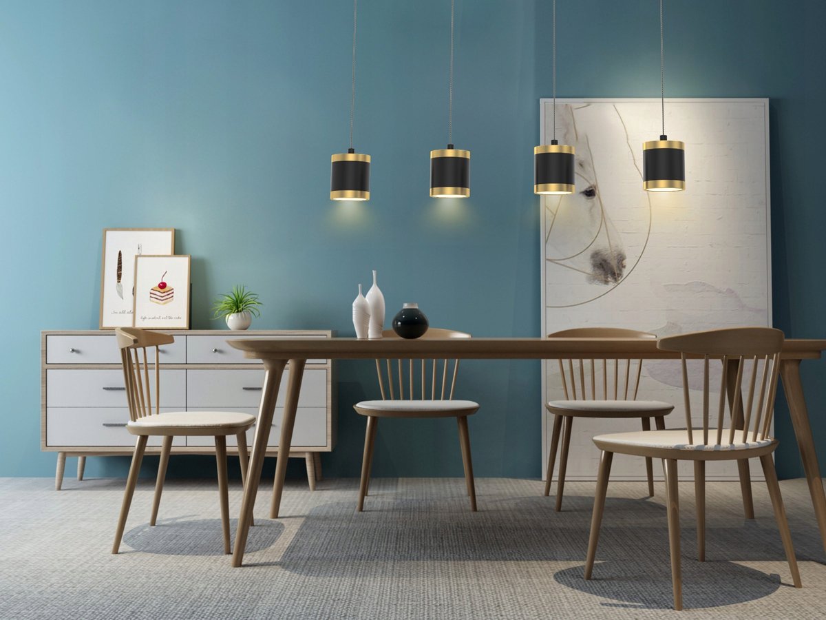 MALTA LED Hanglamp Zwart-Goud 4 Lampen Warm Licht 34W