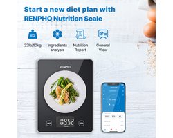 RENPHO Calibra T001 Slimme Digitale Keukenweegschaal - Voedingswaarde analyse - App ondersteuning - met tarra functie - Zwart