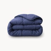 HappyBed Dekbed zonder overtrek 240x220 - Bedrukt dekbed zonder hoes - Hoesloos Dekbed met Print - Wasbaar All Year - Lits Jumeaux - Dark blue