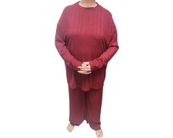 Dames - Huispak - Loungepak - Set 2 delig - Comfy Set - Grote maten - Kleur - Wijnrood - Maat One Size 42 t/m 60