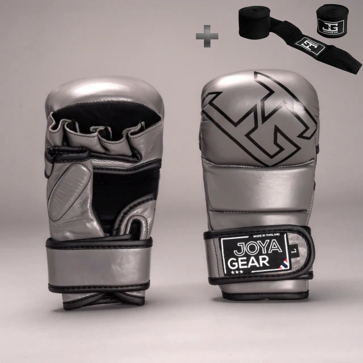 Joyagear Strike Thailand MMA Sparring Handschoenen Grijs – Maat XL – Echt Leer – 8 oz – Dubbel Sluitingssysteem & Extra Polsondersteuning