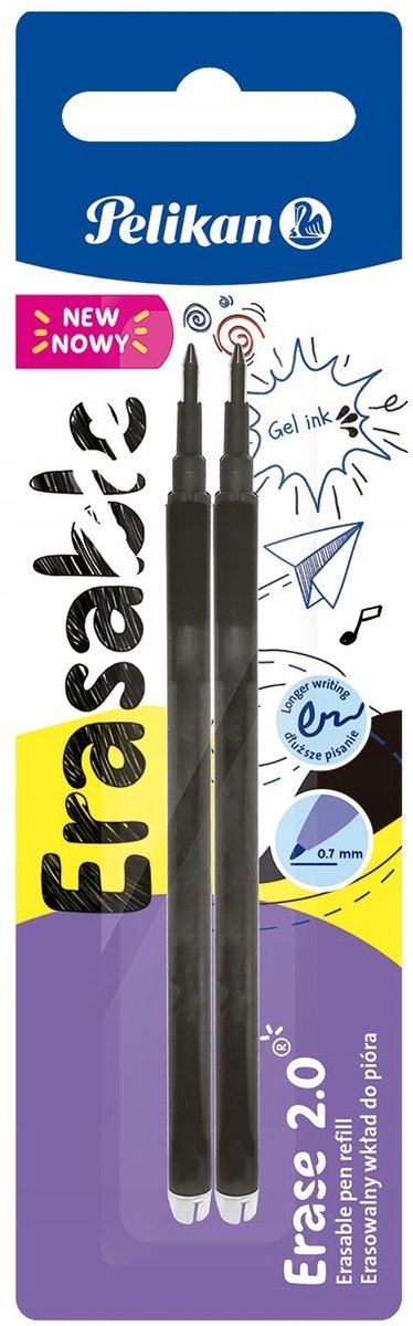 Pelikan Erase 2.0 Navulbare pen - Zwart - 2 stuks