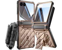 SUPCASE Hoesje Geschikt voor Samsung Galaxy Z Flip 7 - Unicorn Beetle Pro Case met Ingebouwde Screenprotector - Beschermhoes met Holster en Kickstand Goud
