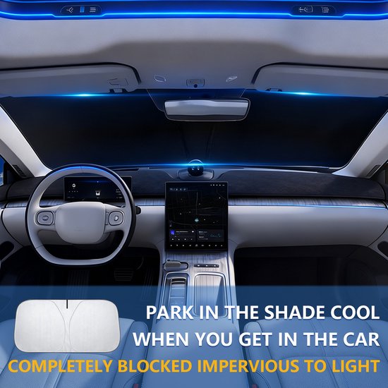 Auto zonnescherm voorruit hoes - 145x80 cm - auto interieur zonnescherm voorruit hoes - voor zonneklep - zomer voorruit - zelfklevend - UV-warmtebescherming - opvouwbaar - auto zonnescherm zonnescherm - zonwering warmte-isolatie zilver gecoat anti van Merkloos — afbeelding 4