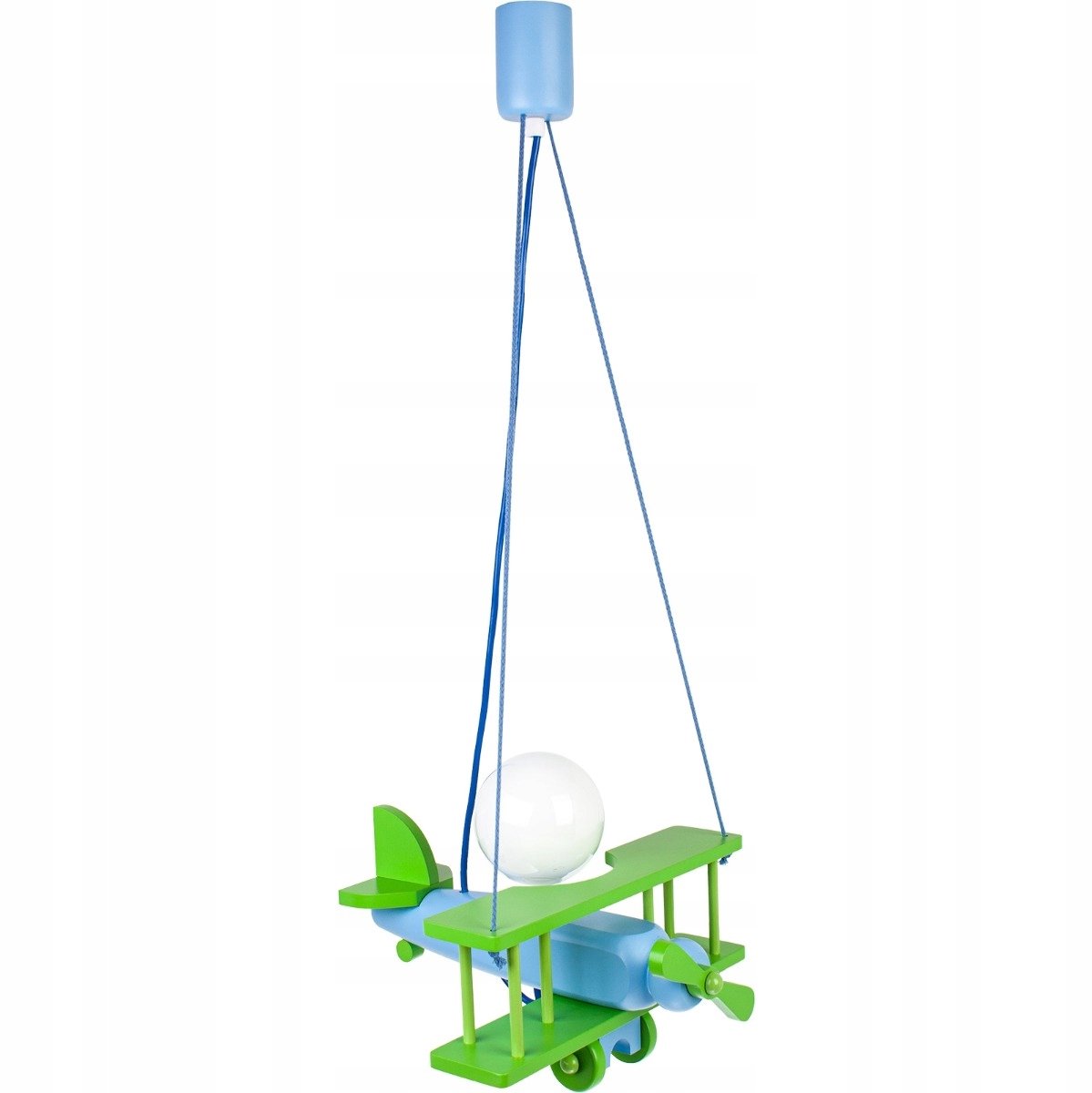 Hellux Vliegtuig Hanglamp Groen-Blauw Hout E27 70cm