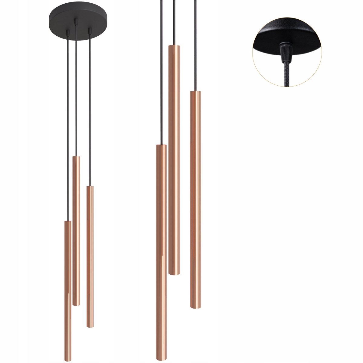 Modi Hanglamp Zwart Koper Koper Loft 3xG9