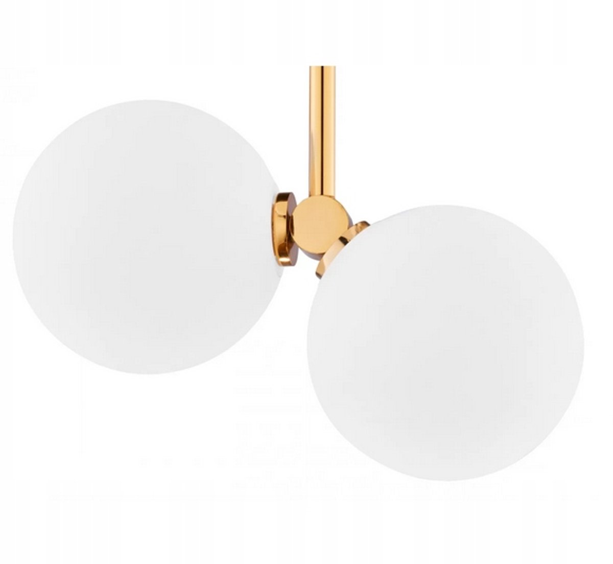 LUNA Moderne plafondlamp - 2 spots, wit glas, zwart/goud
