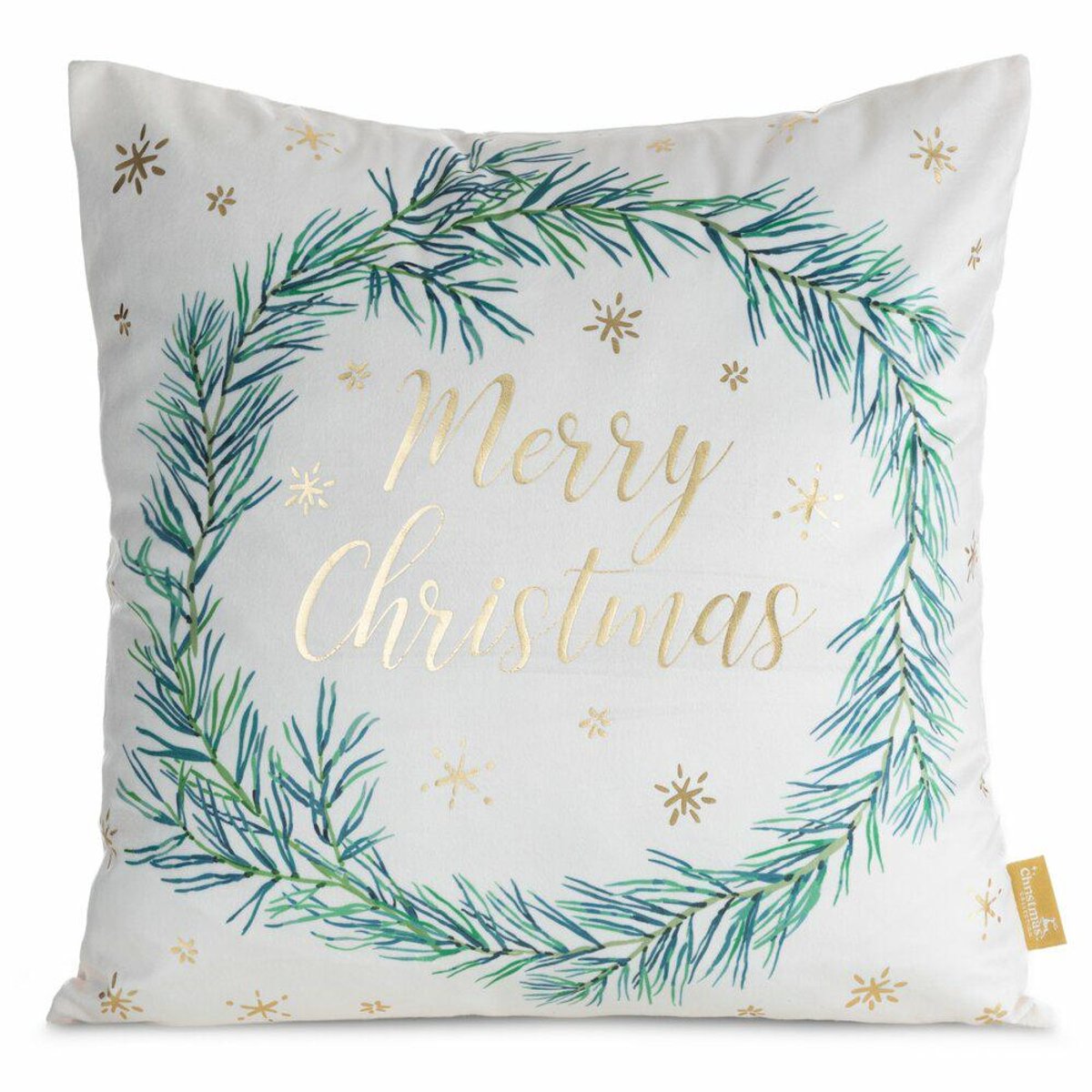 Decoratieve kerstkussenhoes 45x45 cm met krans - Ritsluiting