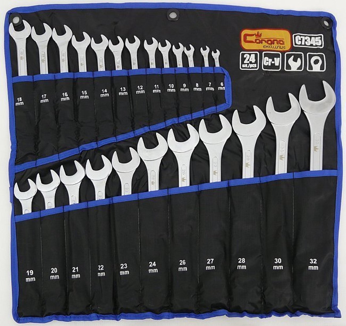 24-delige Ring-Steeksleutelset 6-32mm CR-V Staal