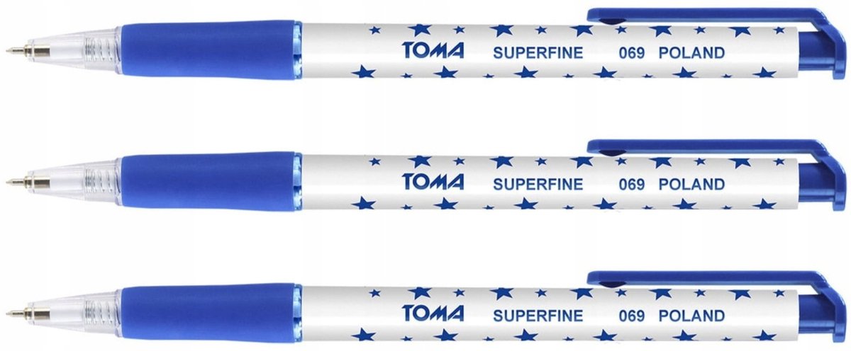 3x Blauwe Pen Sterren 0.5mm Automatisch Schrijven - TOMA