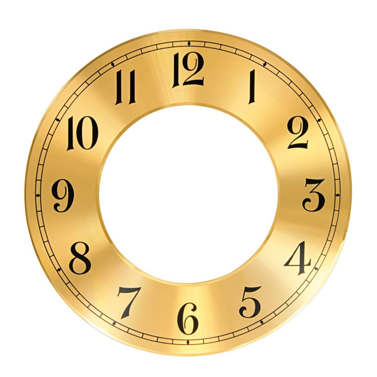 Wijzerplaat bezel messing Arabische cijfers Ø 202 mm