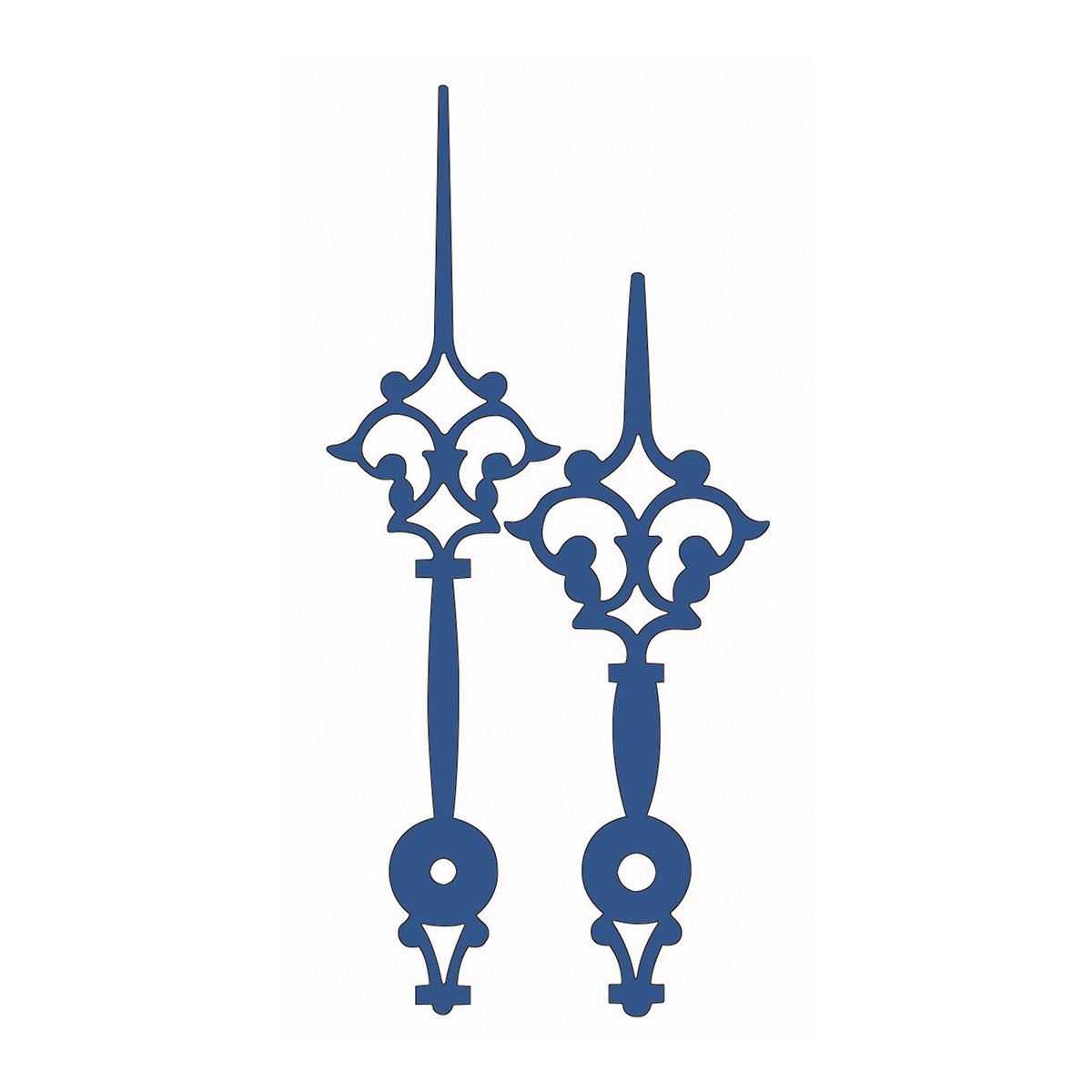 Wijzerpaar (antiek, blauw, mat); lengte minutenwijzer: 70 mm, diameter uurwijzer: 4,5 mm, diameter minutenwijzer: 2x2