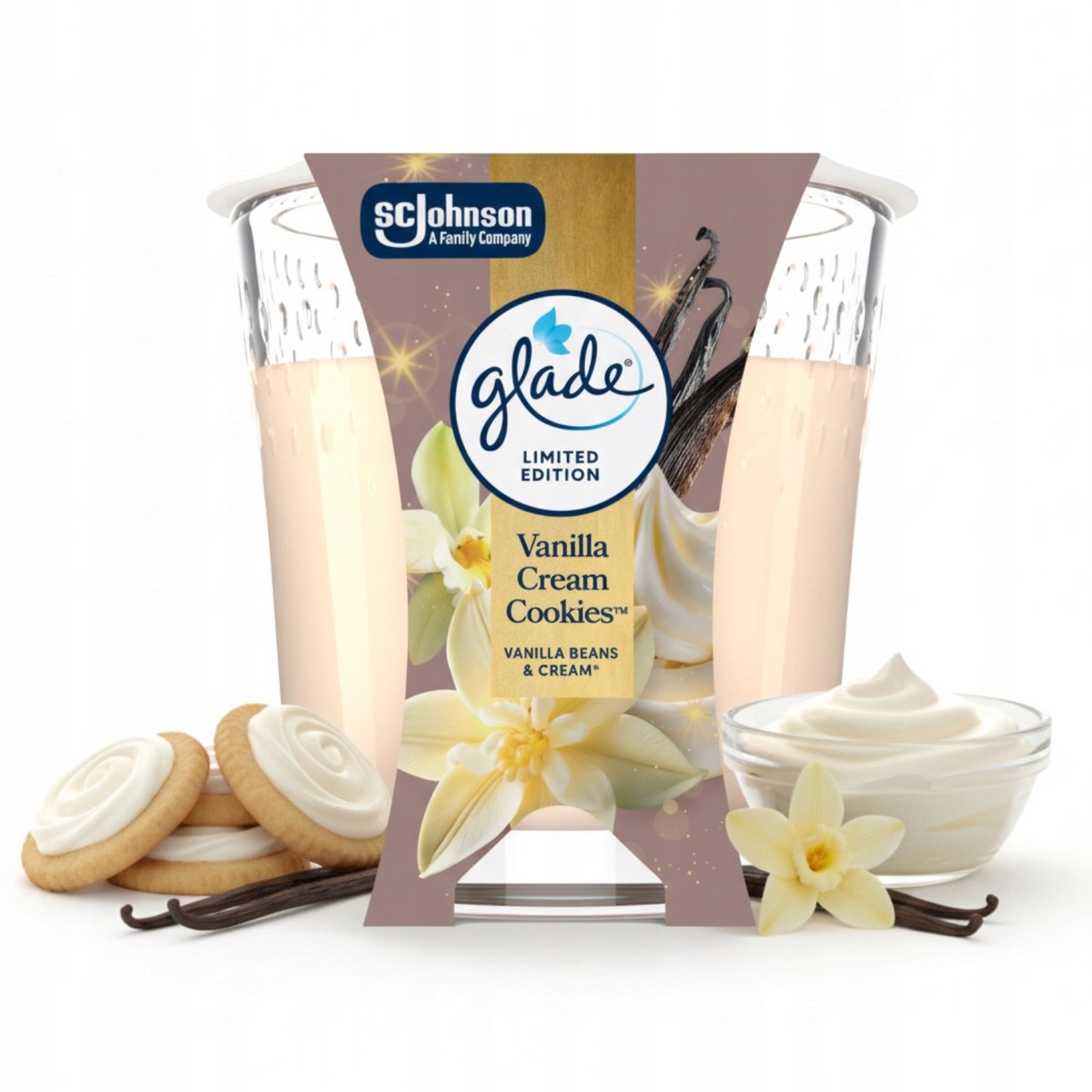 Winter Geurkaars Glade Vanilla Cream Cookies Geurkaars - Warme Vanille- en koekjesaroma - Limited Edition