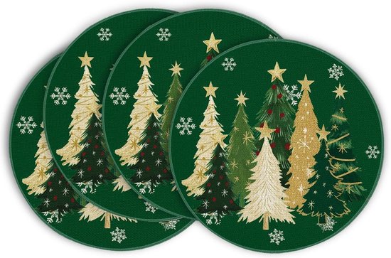 Kerst Illustratie Ronde Tafel Placemats Set van 1 Polyester Hittebestendigheid Antislip Wasbare Tafelmatten voor Thuis Keuken Vakantie Bruiloft Feest Kerst Illustratie Ronde Tafel Placemats Set van 1 Polyester Hittebestendigheid Antislip Wasbare Tafelmatten voor Thuis Keuken Vakantie Bruiloft Feest