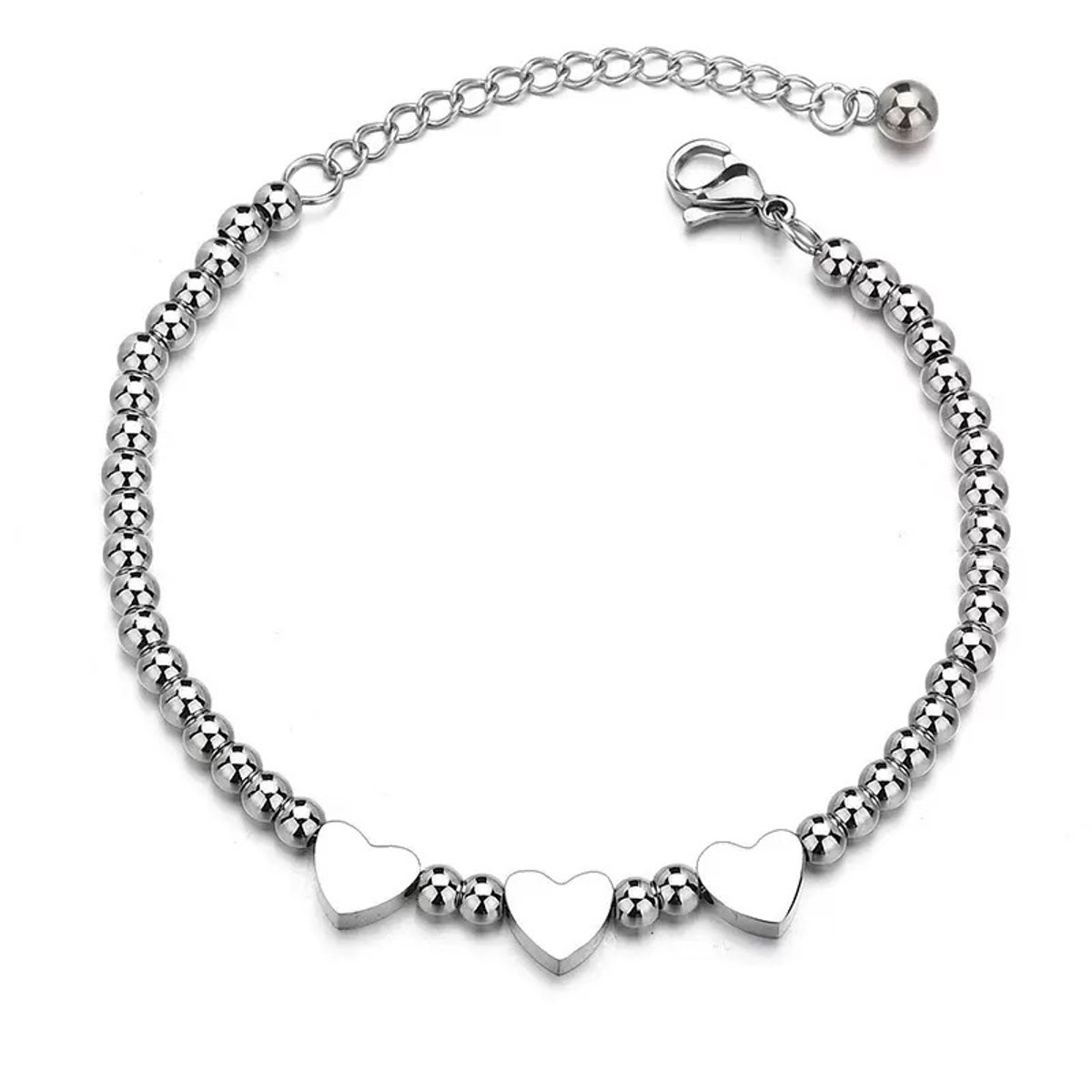 WeLoveSilver - damesarmband - chirurgisch staal - hartjes - 15.50 cm