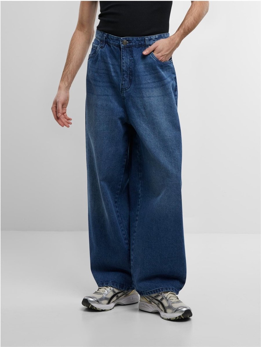 Urban Classics Tapered Heavy Ounce Baggy Jeans middeepblue Broek rechte pijpen Taille 38 inch Blauw