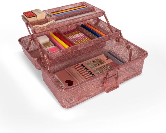 Konges Sløjd Creative Art Caddy – Boîte à outils créative – Rose Glitter