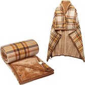 WINKEEY Damesponcho, warme wintercape, gebreide cape cardigan voor vrouwen, wrap open front cape, winter warme deken, dikke fleece deken,bruin