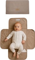 Soosie - Opvouwbaar Waterdicht Verschoonmatje – Reisverschoonmat Baby 70×55 cm – Beige – Met Vakje & Klittenbandsluiting