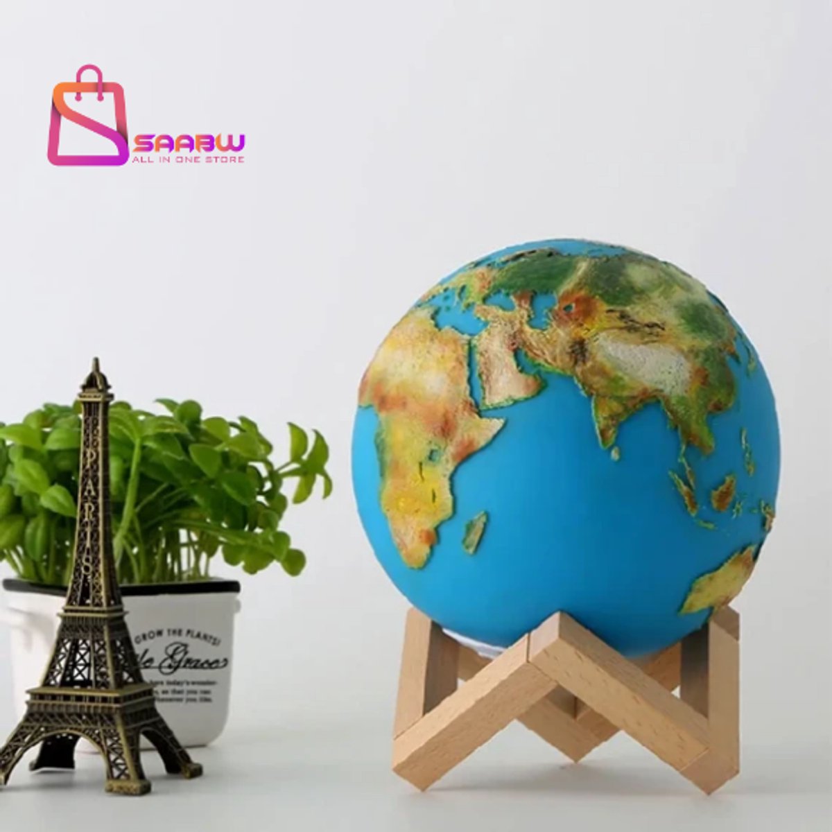 3D Print Lamp – 16 Kleuren LED Nachtlamp – Aarde & Maan Lamp – Met Afstandsbediening & USB – wereldbol – wereldbol met verlichting – globe – tafellamp – 73958