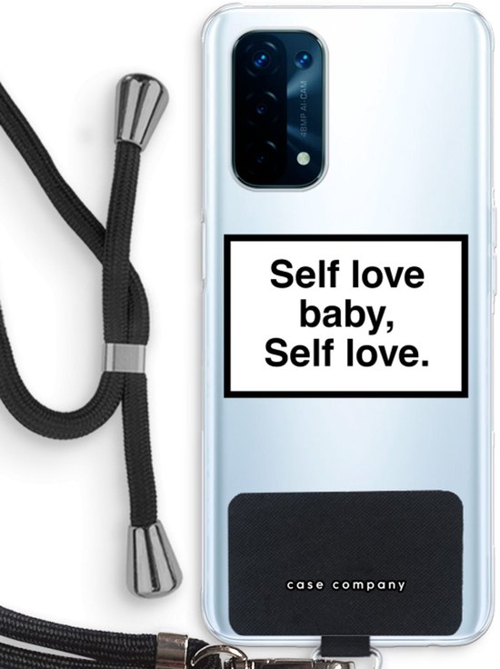 Case Company® - Coque Oppo A74 5G avec cordon - Amour de soi - Coque de téléphone avec cordon Zwart - Protection sur tous les côtés et sur le bord de l'écran