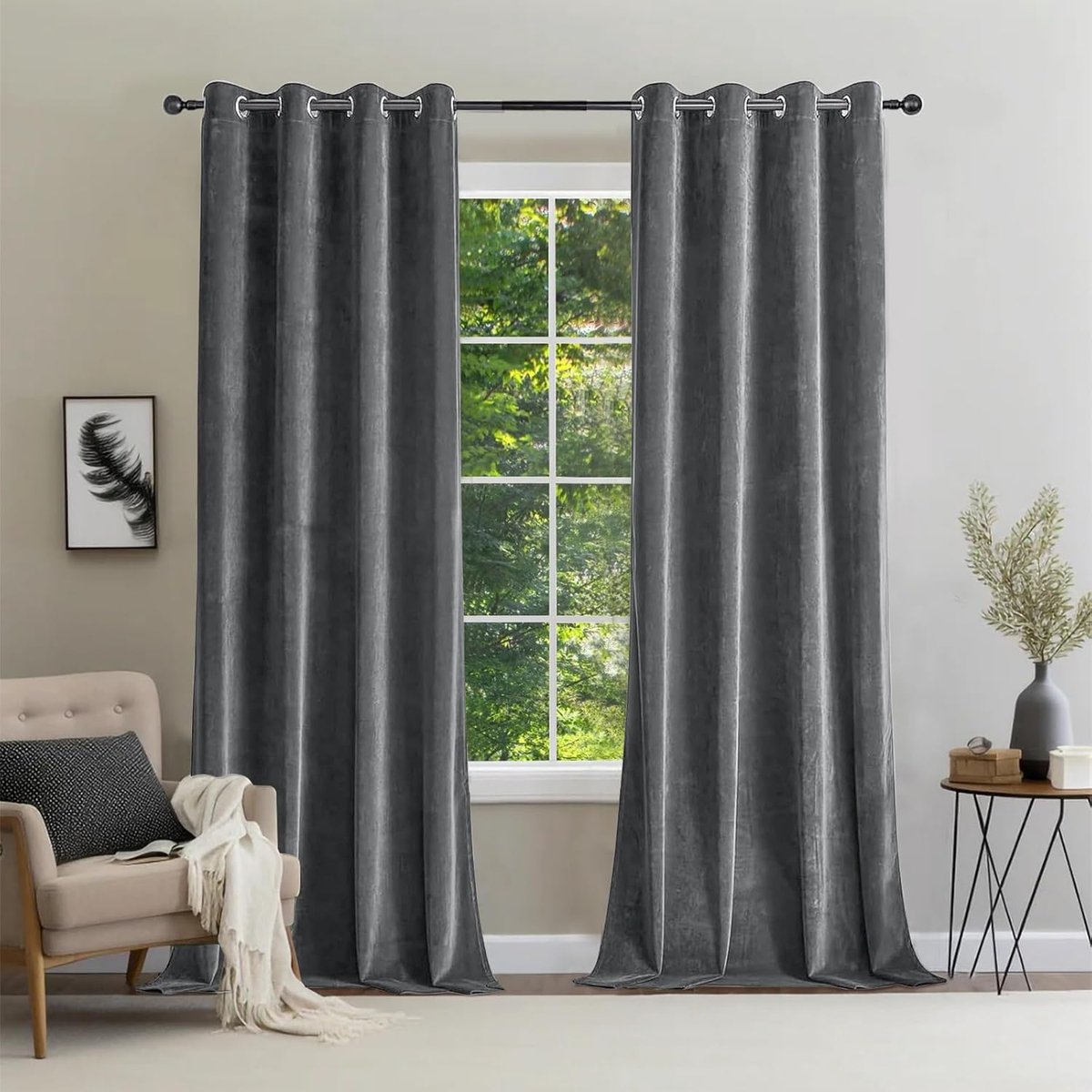 Fluwelen Gordijnen - Luxe uitstraling - Set van 2 - Donkergroen - 225x140 cm