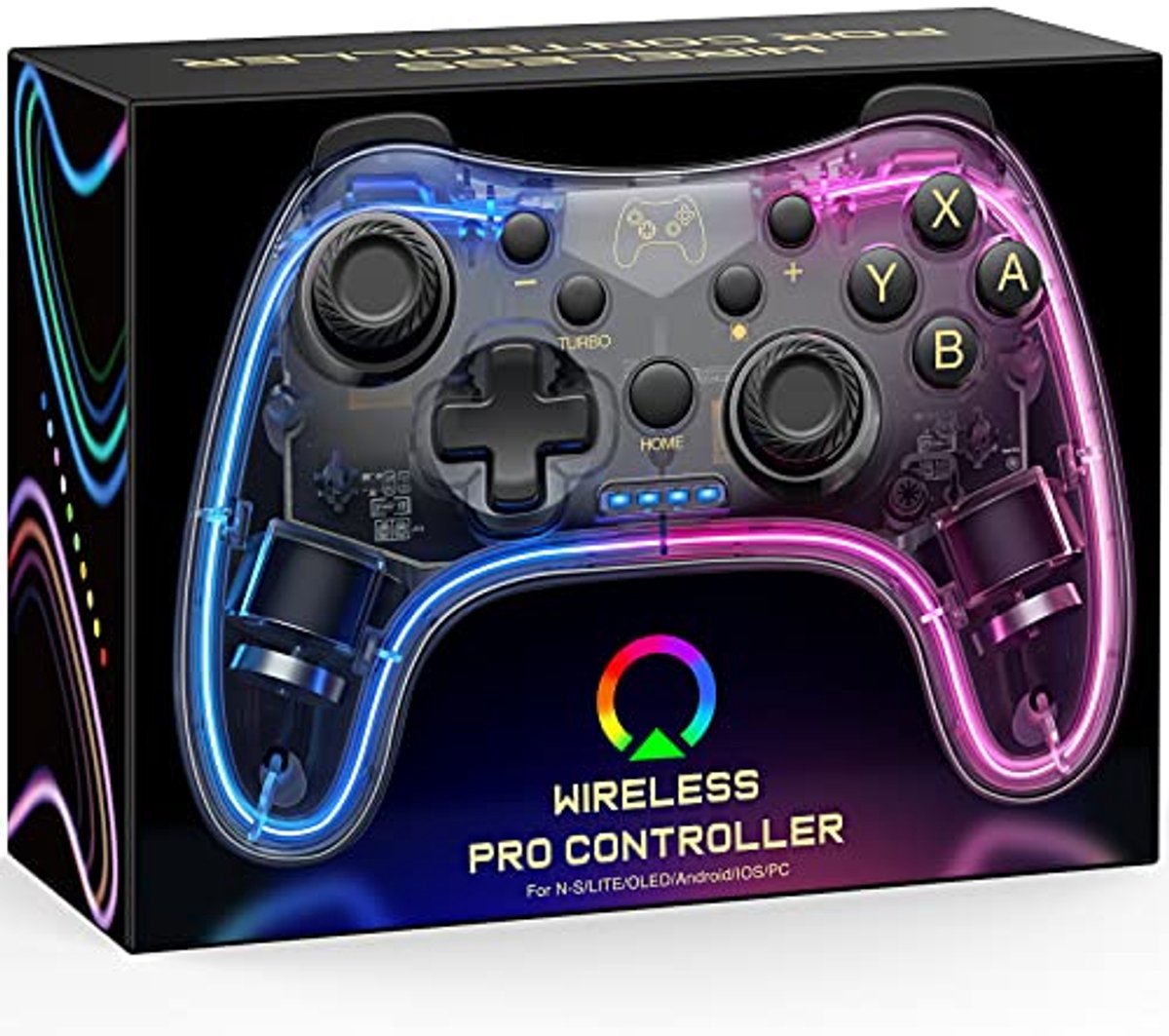 Draadloze Pro Controller voor Switch/Lite/OLED met Verlichtende Functies en App-Bediening