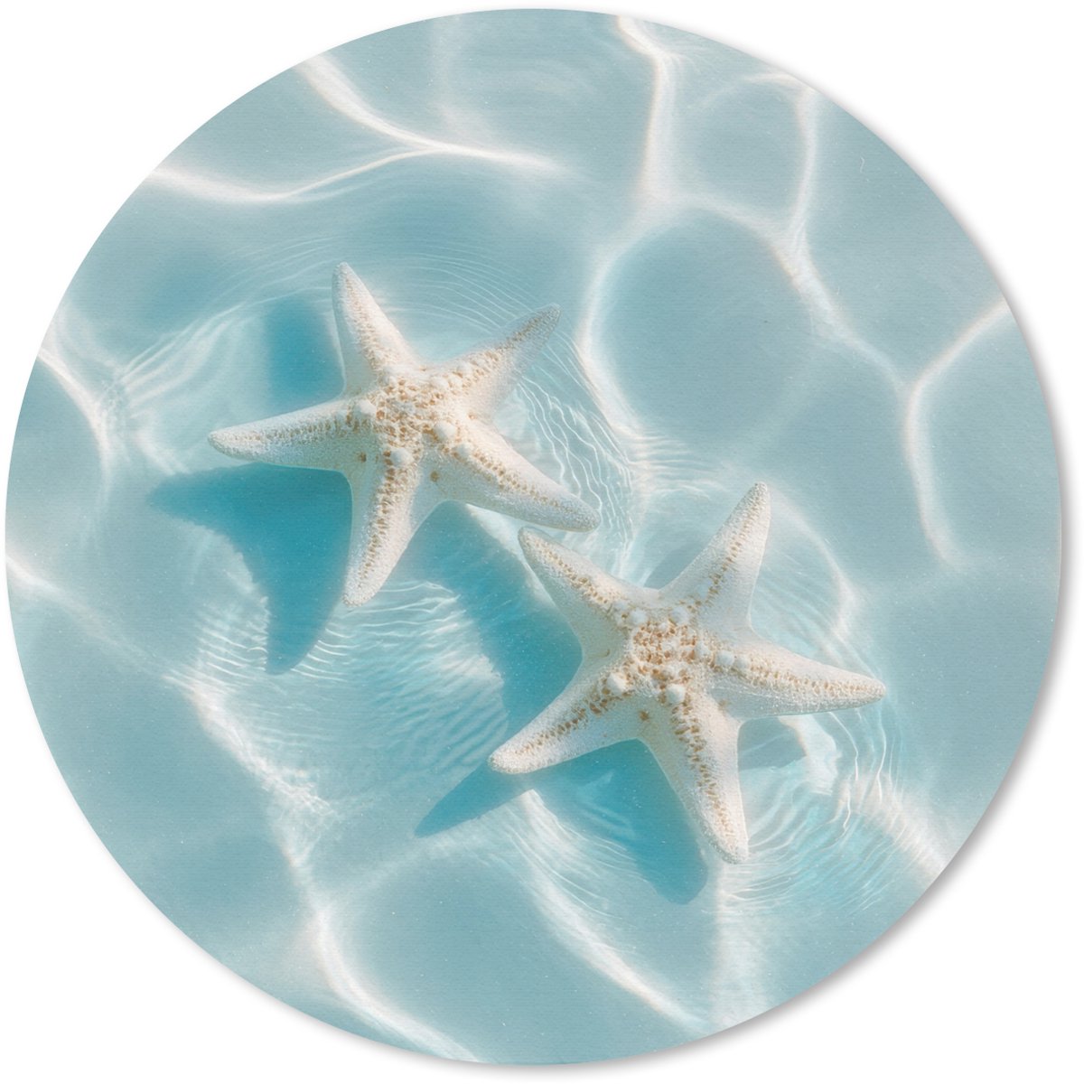 Muismat rond 50x50 cm - Mousepad Zeesterren - Golvend water - Rustgevend - Ronde muismatten