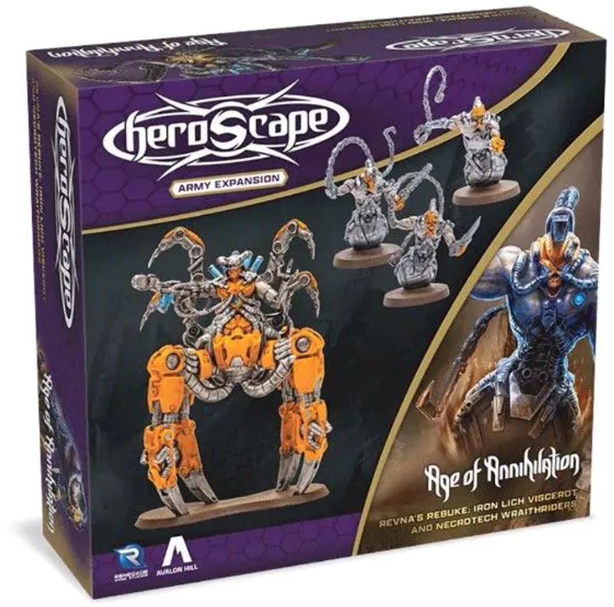 Renegade Heroscape Expansion Revna's Rebuke: Iron Lich Viscerot and Necrotech Wraithriders Army *English Version* and accessories