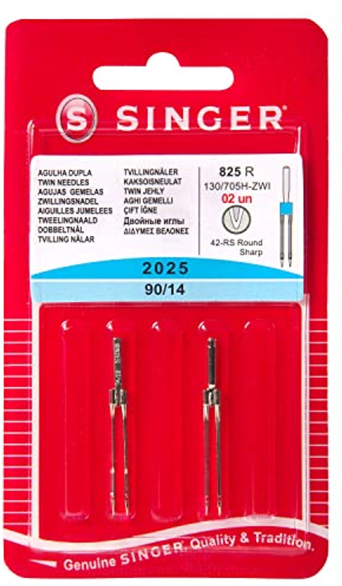 Dubbele naald 2025 90/14 voor naaien - 3 mm, zilver