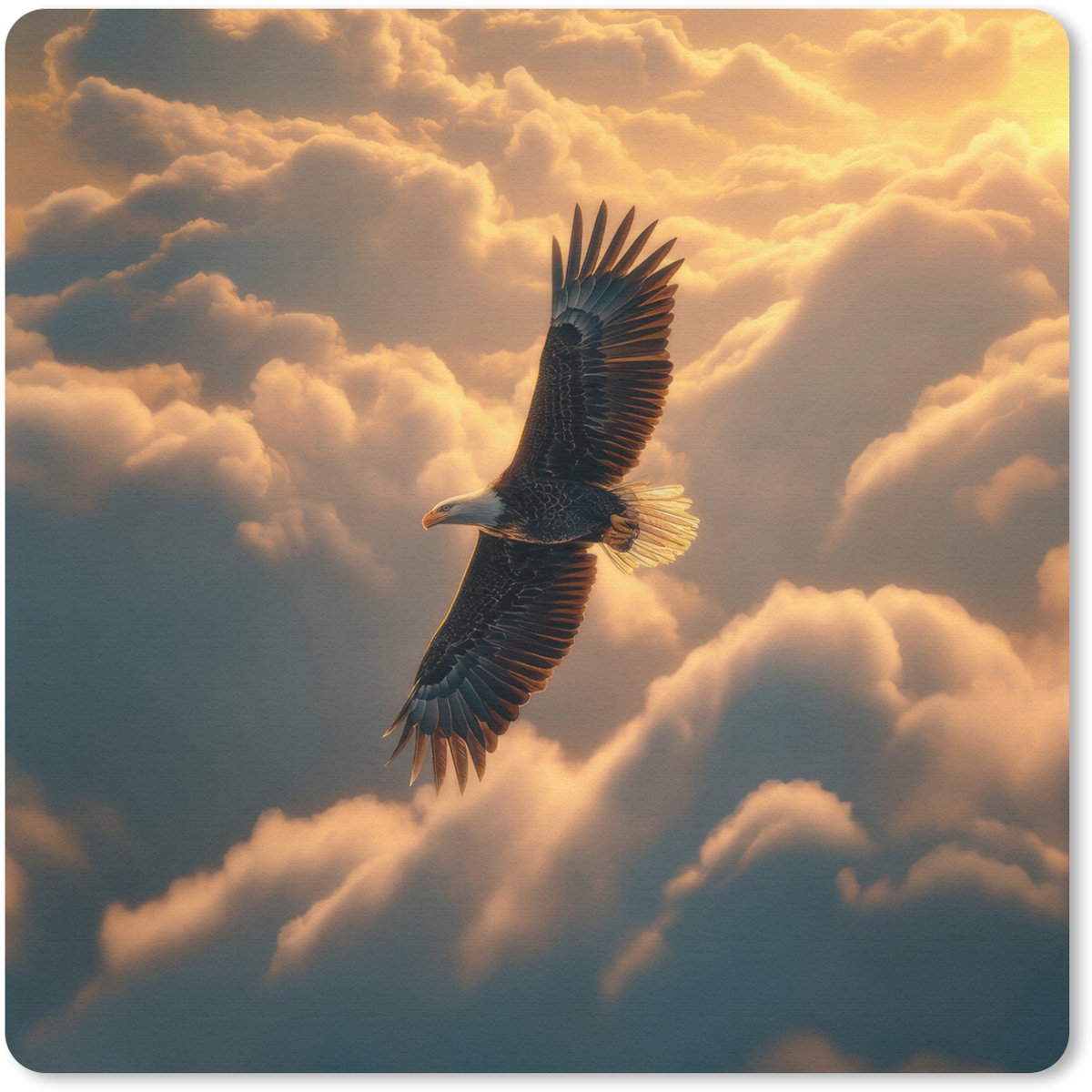 Muismat 20x20 cm - Mousepad Adelaar - Wolken - Zon - Muismatten