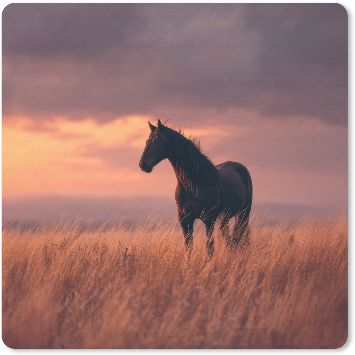 Muismat 30x30 cm - Mousepad Paard - Wolken - Open veld - Muismatten